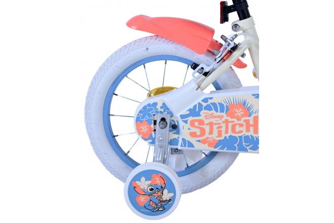 Disney Stitch Kinderfahrrad - Mädchen - 14 Zoll - Creme Koralle Blau - Zweihandbremsen [CLONE]