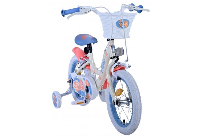 Disney Stitch Kinderfahrrad - Mädchen - 14 Zoll - Creme Koralle Blau - Zweihandbremsen [CLONE]