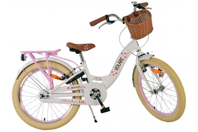 Volare Blossom Kinderfahrrad - Mädchen - 20 Zoll - Weiß - Zwei Handbremsen