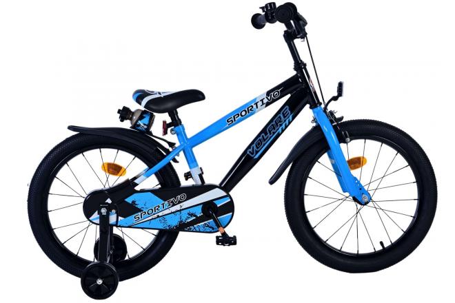 Volare Sportivo Kinderfahrrad - Jungen - 18 Zoll - Blau Schwarz [CLONE]