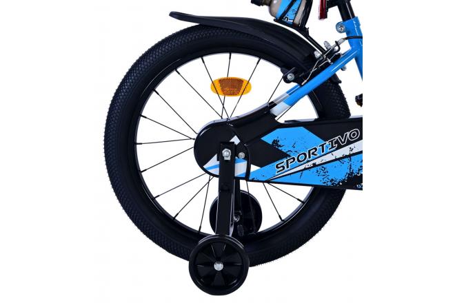 Volare Sportivo Kinderfahrrad - Jungen - 18 Zoll - Blau Schwarz - Zweihandbremsen [CLONE]