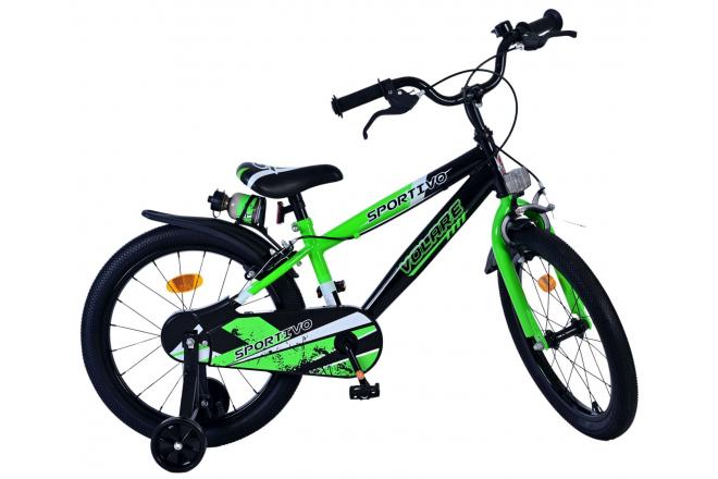 Volare Sportivo Kinderfahrrad - Jungen - 18 Zoll - Grün Schwarz - Zweihandbremsen [CLONE]