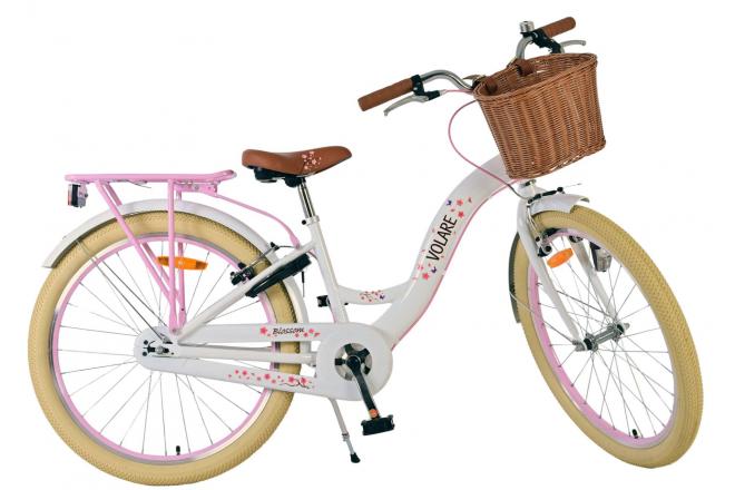 Volare Blossom Kinderfahrrad - Mädchen - 24 Zoll - Weiß - Zwei Handbremsen