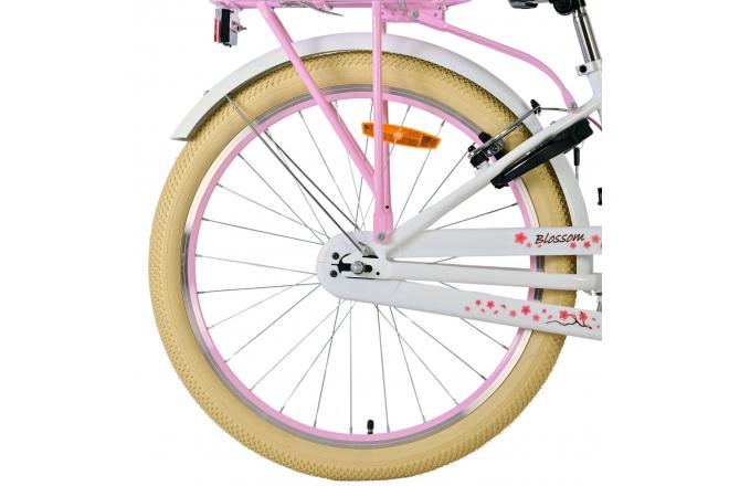 Volare Blossom Kinderfahrrad - Mädchen - 24 Zoll - Weiß - Zwei Handbremsen