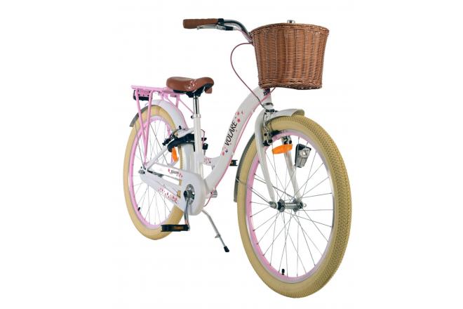 Volare Blossom Kinderfahrrad - Mädchen - 24 Zoll - Weiß - Zwei Handbremsen
