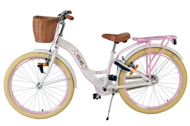 Volare Blossom Kinderfahrrad - Mädchen - 24 Zoll - Weiß - Zwei Handbremsen