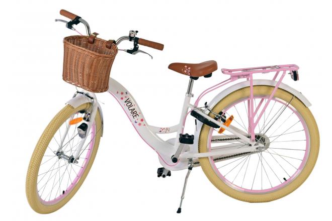 Volare Blossom Kinderfahrrad - Mädchen - 24 Zoll - Weiß - Zwei Handbremsen